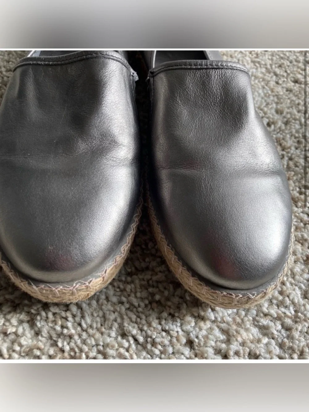 Charleston Shoe Company Dunes Leather Silver Pewter Espadrilles Size 11